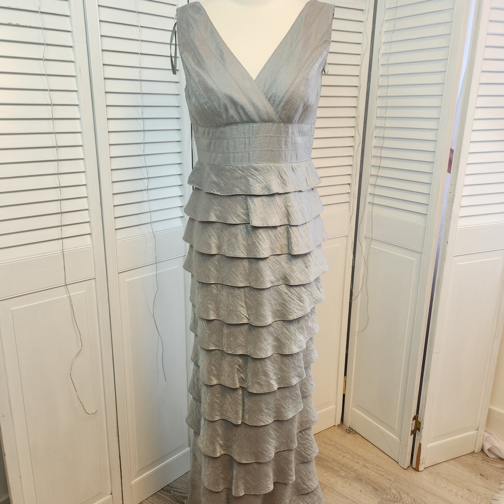Adrianna Papell Gray Layered Maxi Dress